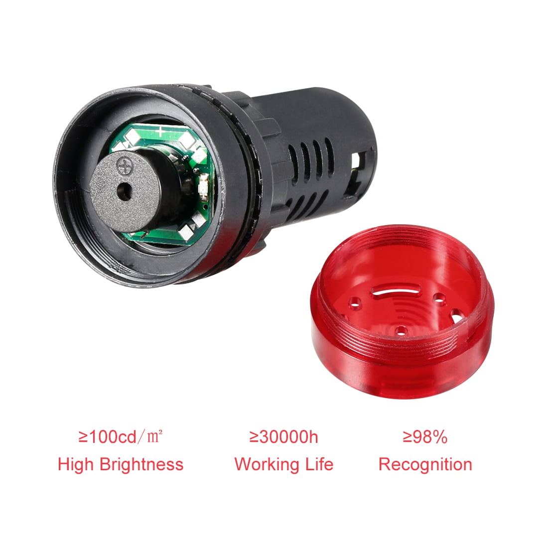 Air Conditionné/courant continu 24 V 22 mm DEL Rouge Flash ALARME 80dB Indicateur Lumière Lampe avec buzzer NEUF
